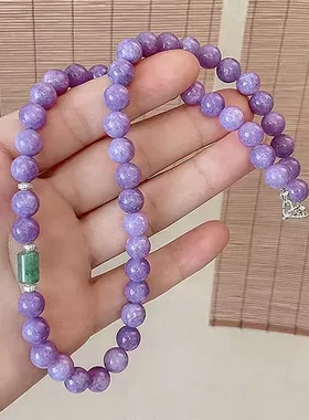 串珠项链自制高级感锁骨链紫色珠子精致女轻奢两件套手链新中式