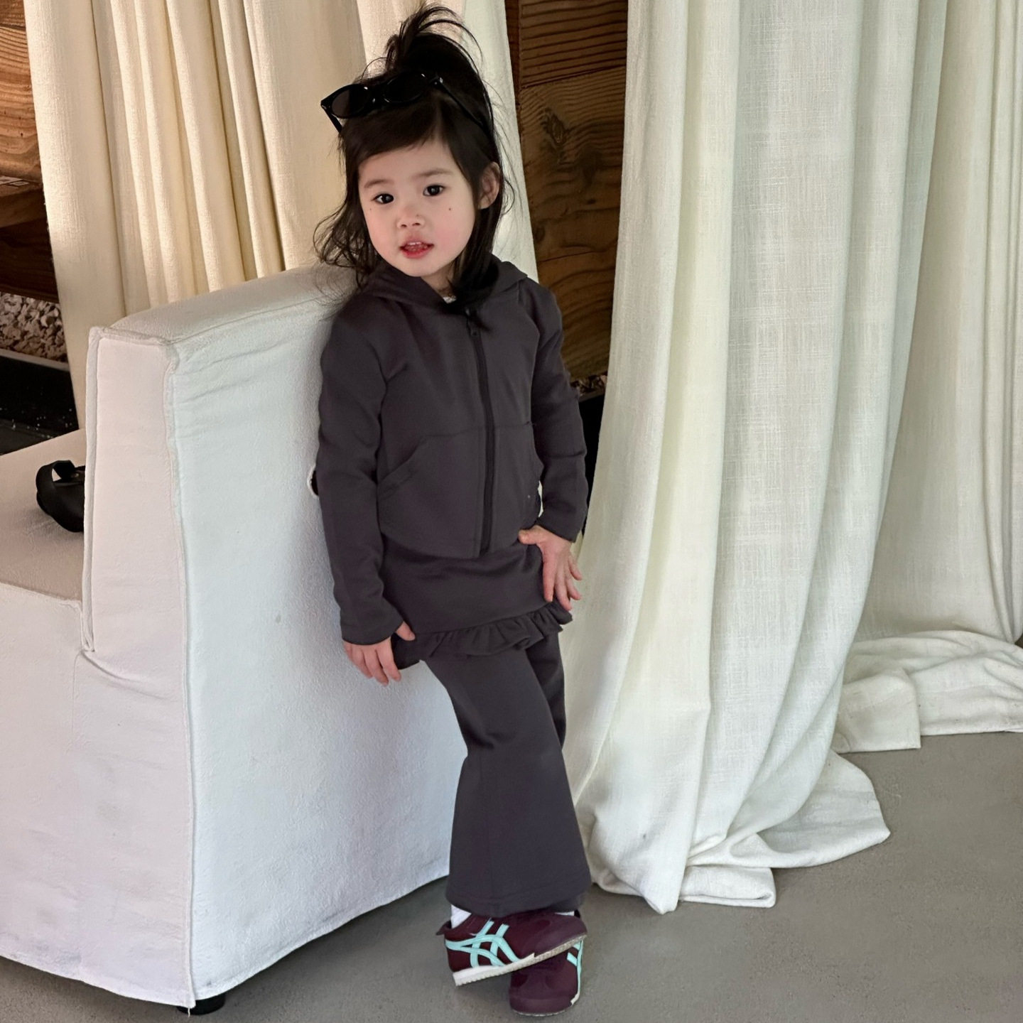 2026春季新款童装 韩版童装 女童瑜伽服套装 开衫+P帘喇叭裤 套装