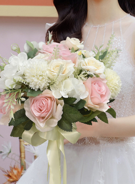 韩式婚礼手捧花新娘结婚领证拍照彷真花照相馆外景婚纱摄影花束道