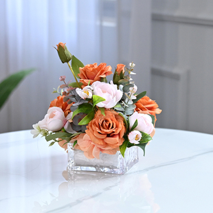 高端轻奢茶几小摆件餐厅餐桌花摆花桌花仿真花台面假花摆设小花束