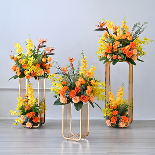 4S店交车仪式仿真花布置花商场橱窗开业花艺路引装饰立柱假花摆设