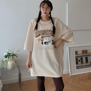 可爱卡通字母图案宽松短袖 韩国大码 新品 胖mm冬装 休闲T恤1220 女装