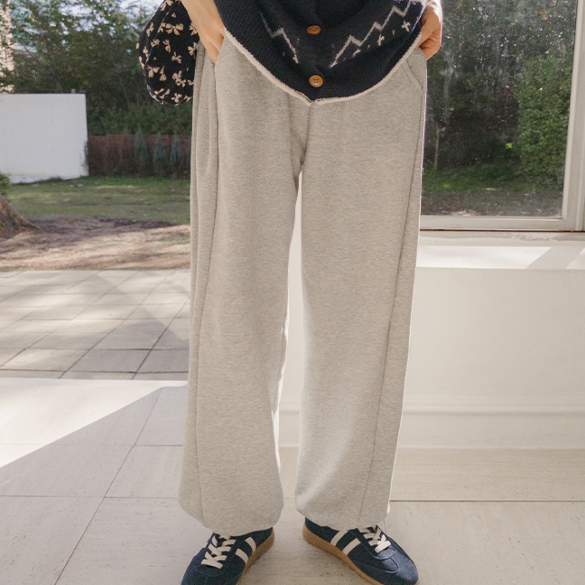 韩国代购特大码女装胖mm冬装新品时尚抽带宽松舒适休闲长裤1214