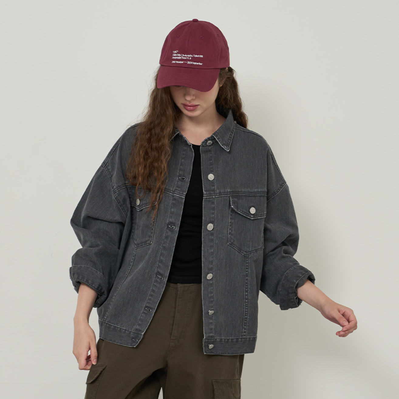 韩国代购大码女装胖mm秋装新品时尚纯色翻领宽松长袖牛仔外套914