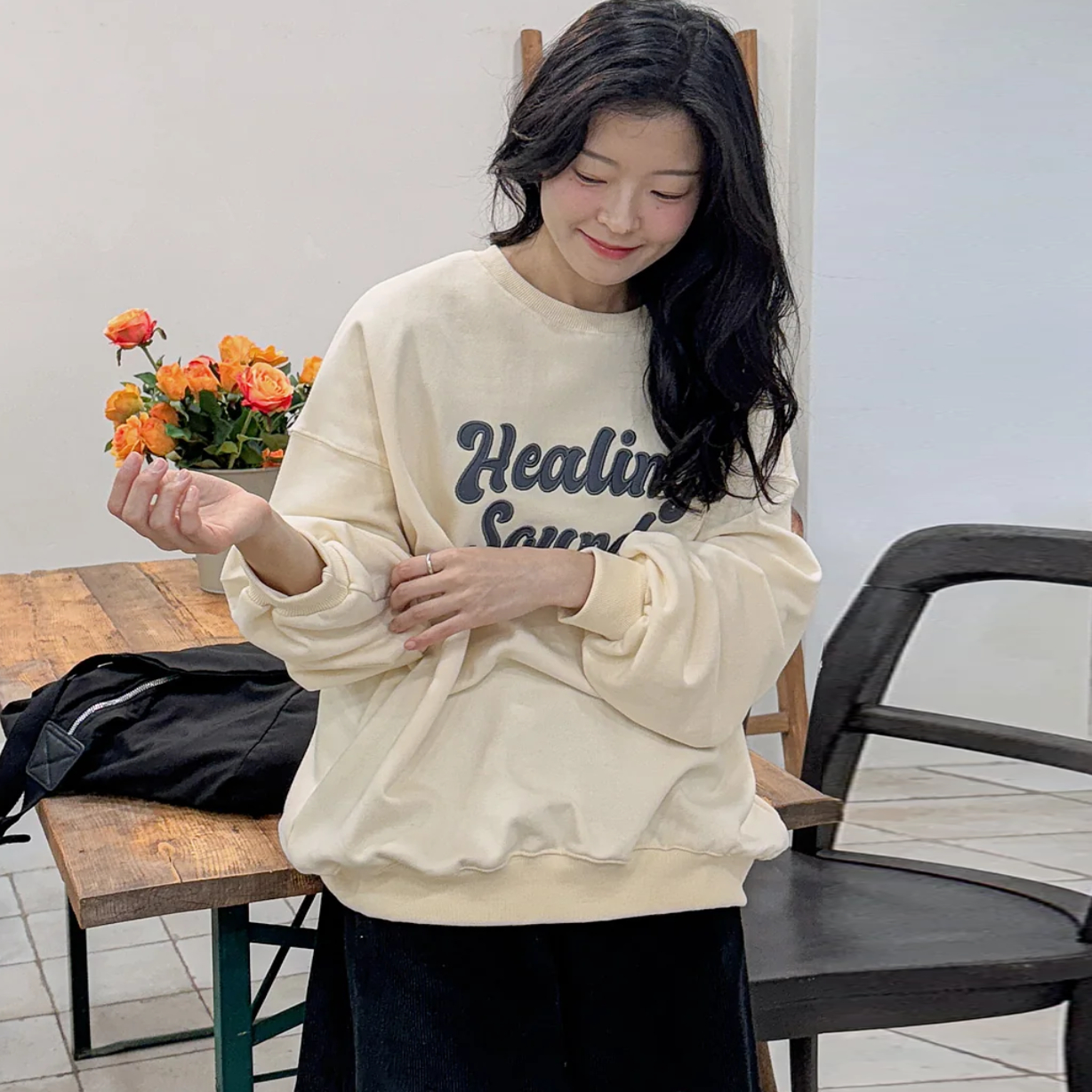 韩国特大码女装胖mm秋装新品可爱卡通图案圆领长袖休闲卫衣1014