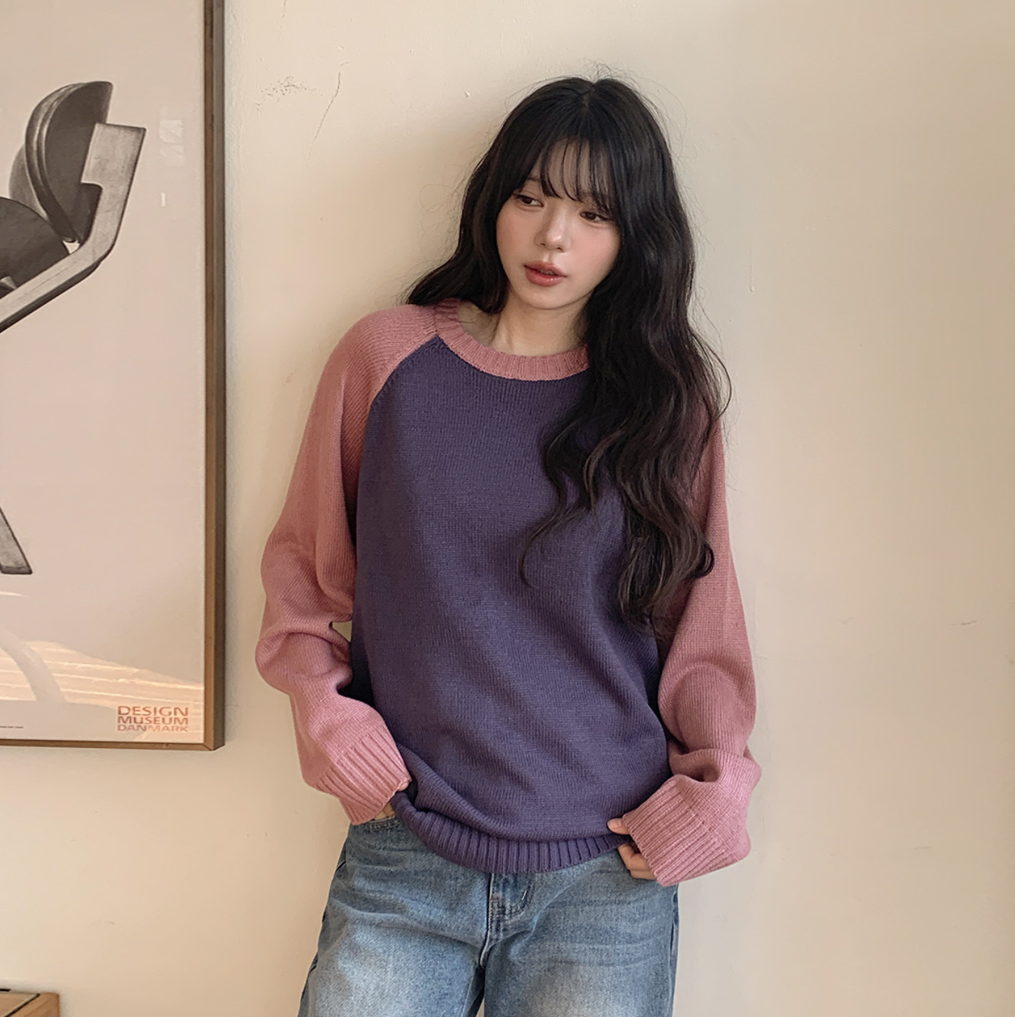 韩国代购大码女装胖mm春装新品靓丽拼色长袖圆领舒适针织毛衣0122,女装/女士精品,大码内搭,淘宝优惠券,粉丝福利购,淘宝优惠卷