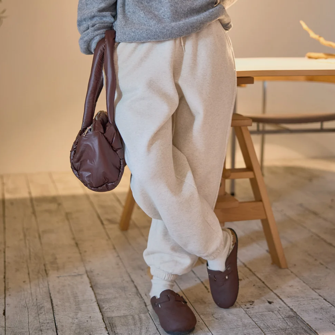 韩国代购大码女装胖mm冬装新品时尚系带松紧腰薄绒宽松休闲裤1215