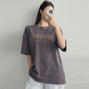 韩国特大码女装胖mm夏装新品时尚字母图案圆领宽松短袖休闲T恤706