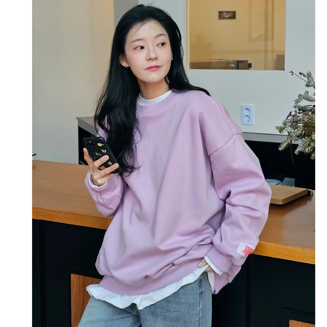 韩国代购大码女装胖mm春装新品时尚纯色圆领宽松长袖休闲卫衣0118,女装/女士精品,大码内搭,淘宝优惠券,粉丝福利购,淘宝优惠卷