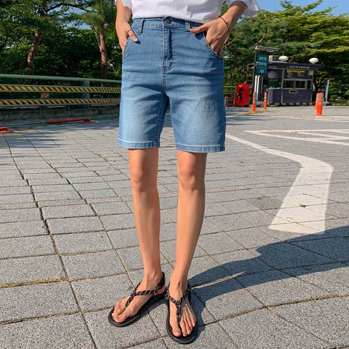 韩国特大码女装胖mm夏装新品时尚磨白中腰舒适弹力显瘦牛仔短裤87