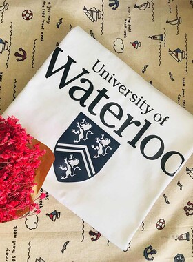 加拿大滑铁卢大学T恤短袖Waterloo(UW)纪念品校徽留学生聚会棉t恤