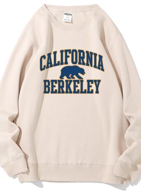 加州大学伯克利分校伯克利熊款圆领卫衣Berkeley外套加绒班服