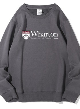 沃顿商学院 圆领卫衣Wharton纪念品留学生美式简约套头外套春秋款