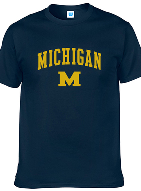 美国密歇根大学MICHIGAN UNIVERSITY短袖T恤校园文化衫校服 男女
