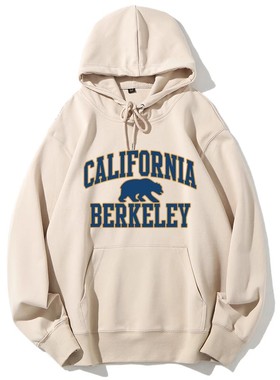 伯克利熊款套头卫衣伯克利加州大学Berkeley纪念品连帽衫加绒留学