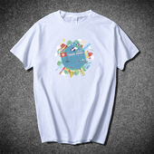 Kong旅游情侣款 香港旅游纪念品T恤短袖 狮子山下维多利亚港Hong 棉