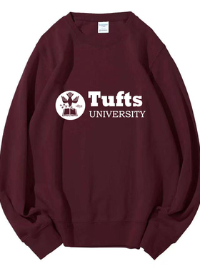 塔夫茨大学圆领卫衣Tufts University纪念品秋冬加绒周边定制