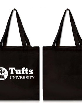 塔夫茨大学纪念品Tufts University购物袋帆布包环保袋中号拉链款