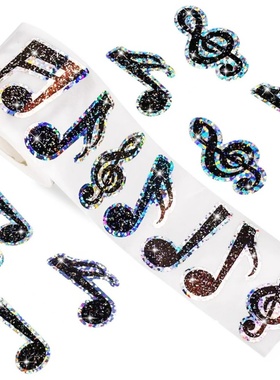 跨境新款炫彩渐变水钻贴创意黑色音符烫钻服装箱包装饰