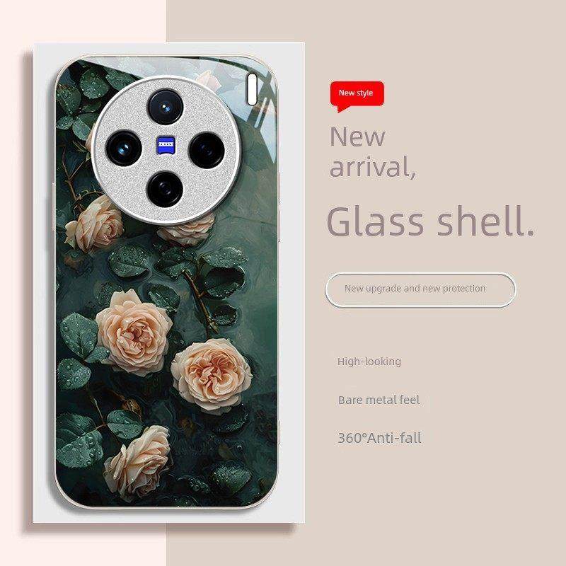 适用vivoX200手机壳X100ultra覆古玫瑰x90s女新款x80高级感x70小众x60防摔软边x50油画风创意vivo全包玻璃壳,3C数码配件,手机保护套/壳,淘宝优惠券,粉丝福利购,淘宝优惠卷