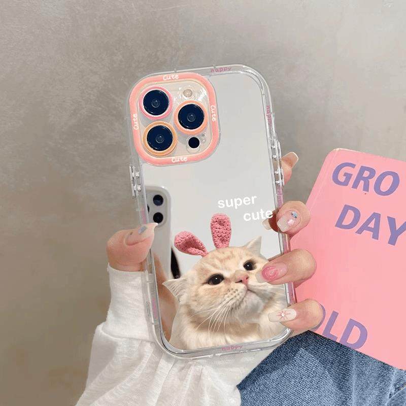 奶油镜面情侣猫咪适用小米civi4pro手机壳红米k70新款note13pro+创意MI13/12/11/10S女k60/k50/k40pro高级感,3C数码配件,手机保护套/壳,淘宝优惠券,粉丝福利购,淘宝优惠卷