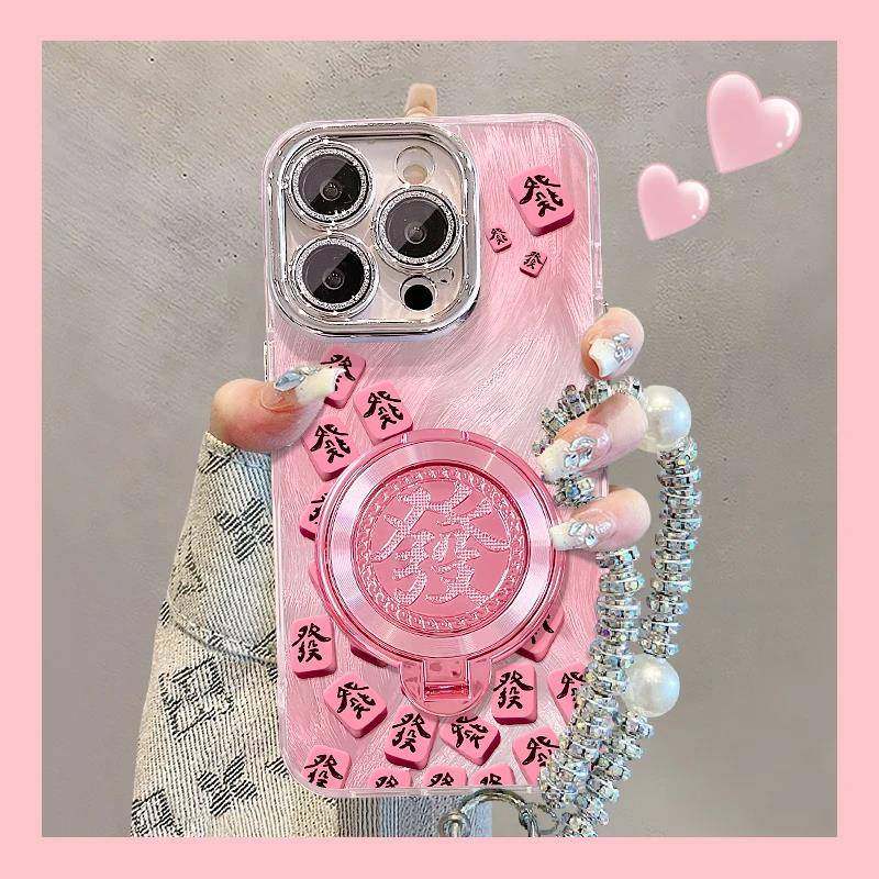 发财麻将支架适用苹 果16promax手机保护壳iphone15/14粉羽纱华为mate60pro新款Pura70荣耀300小米15女Reno13,3C数码配件,手机保护套/壳,淘宝优惠券,粉丝福利购,淘宝优惠卷
