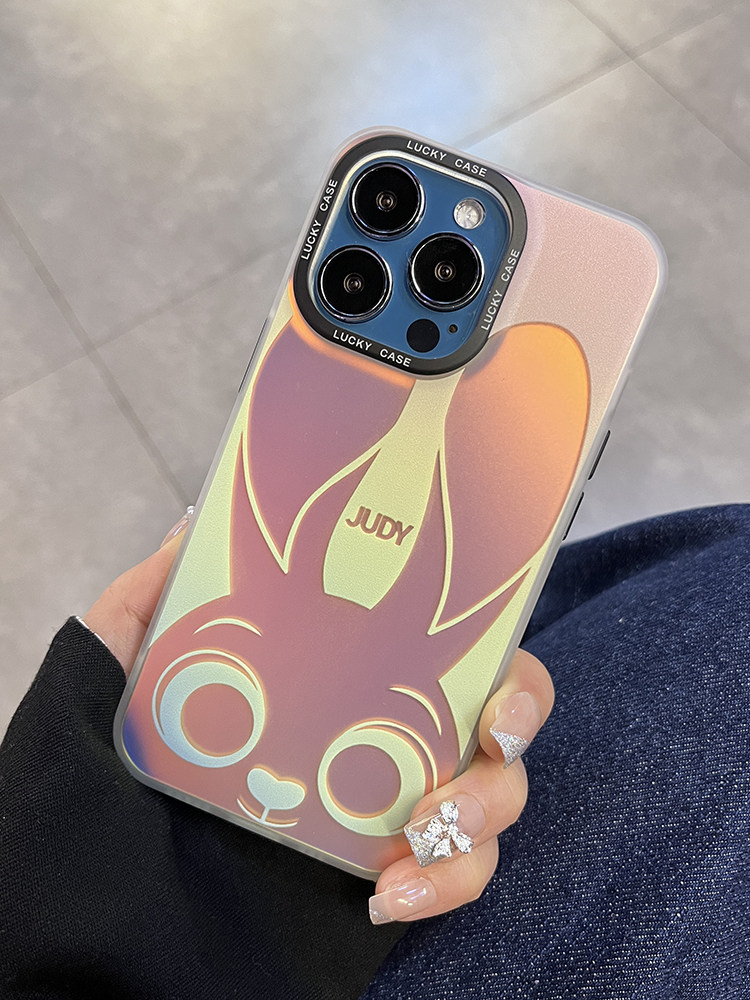 疯狂动物城朱迪兔子iPhone14pro max手机壳镭射蓝光浮雕苹果15pro可爱适用16pro卡通情侣13防摔iPh
