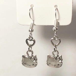 Y2K小众KT猫动物吊坠耳环ins日韩凯蒂猫耳环少女心可爱猫咪耳饰女