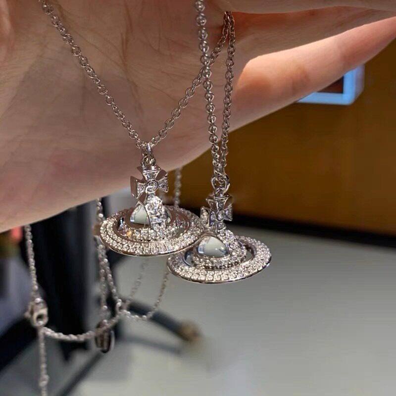 欧美小众立体土星闪钻毛衣链