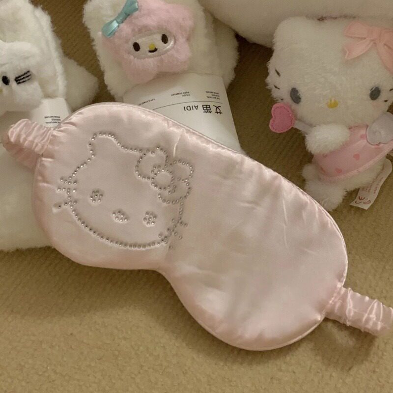可爱卡通猫烫钻眼罩遮光睡眠专用