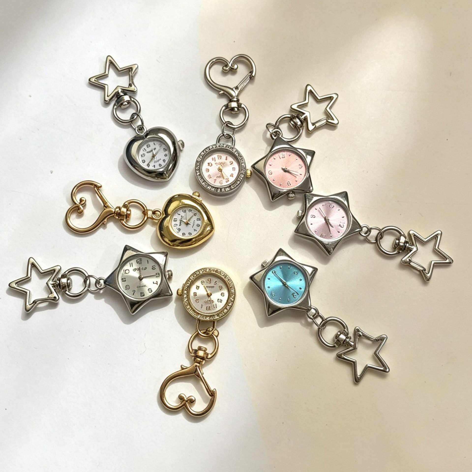 复古星心闪钻钥匙扣包包挂件