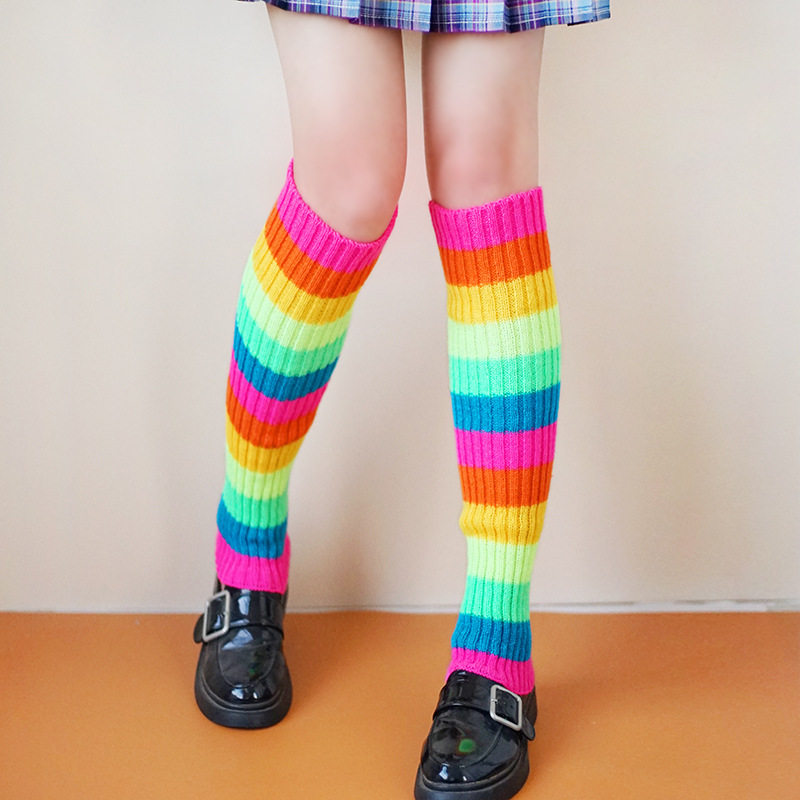 Lolita彩虹袜套新款彩色暖腿套J