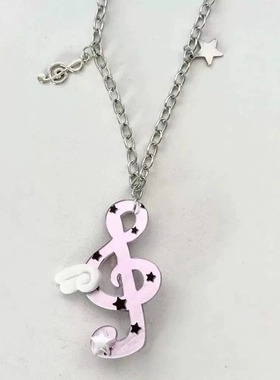 韩系y2k自制星星音符小猫项链