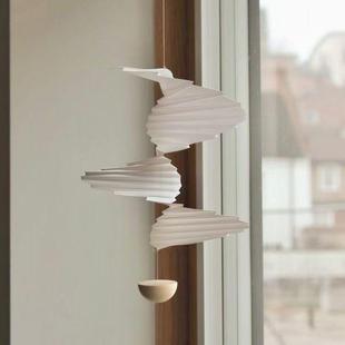 丹麦动态悬浮雕塑气流平衡吊饰阳台创意无声旋转风铃玄关艺术挂饰