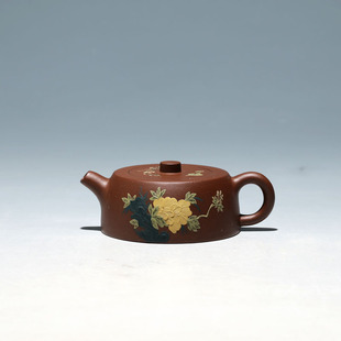 小品井栏60CC 明理茶艺 底槽清 宜兴紫砂壶 泥绘 李卓杰全手工