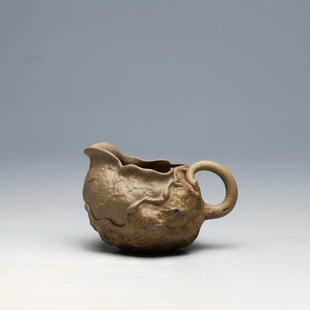 景人陶艺 宜兴紫砂摆件 紫砂茶宠茶荷 正品 青灰料荷叶公道杯刘景