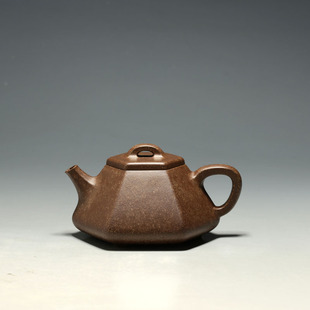 纯全手工 明理茶艺 虞宏 宜兴紫砂茶壶 250CC老团泥六合方瓢 方器