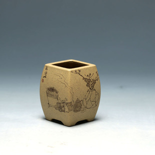 四方盆 明理茶艺 全手工紫砂宜兴范小君 缶乐 小花盆段泥