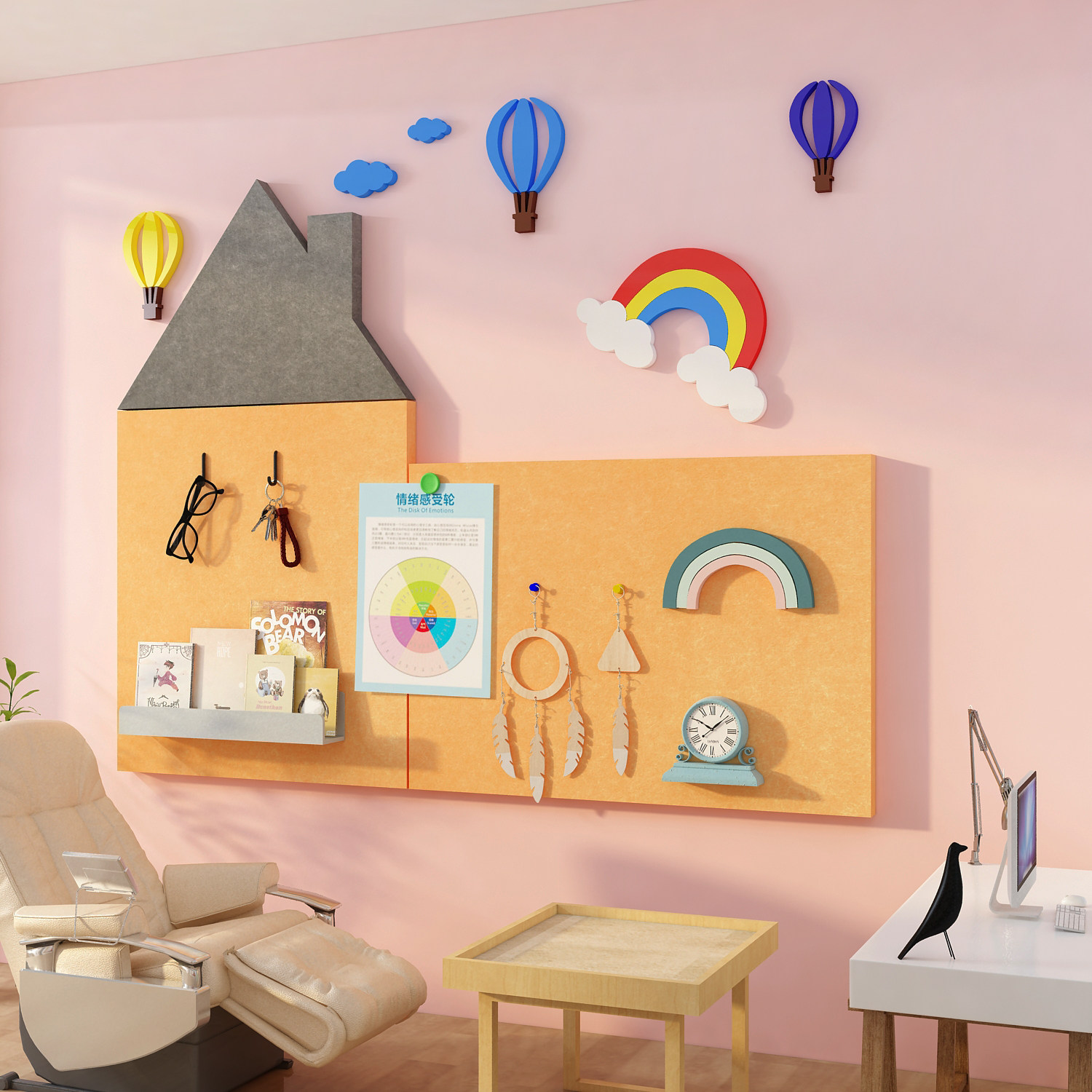 毛毡儿童心理咨询室布置文化墙装饰挂图许愿留言板健康辅导贴纸画