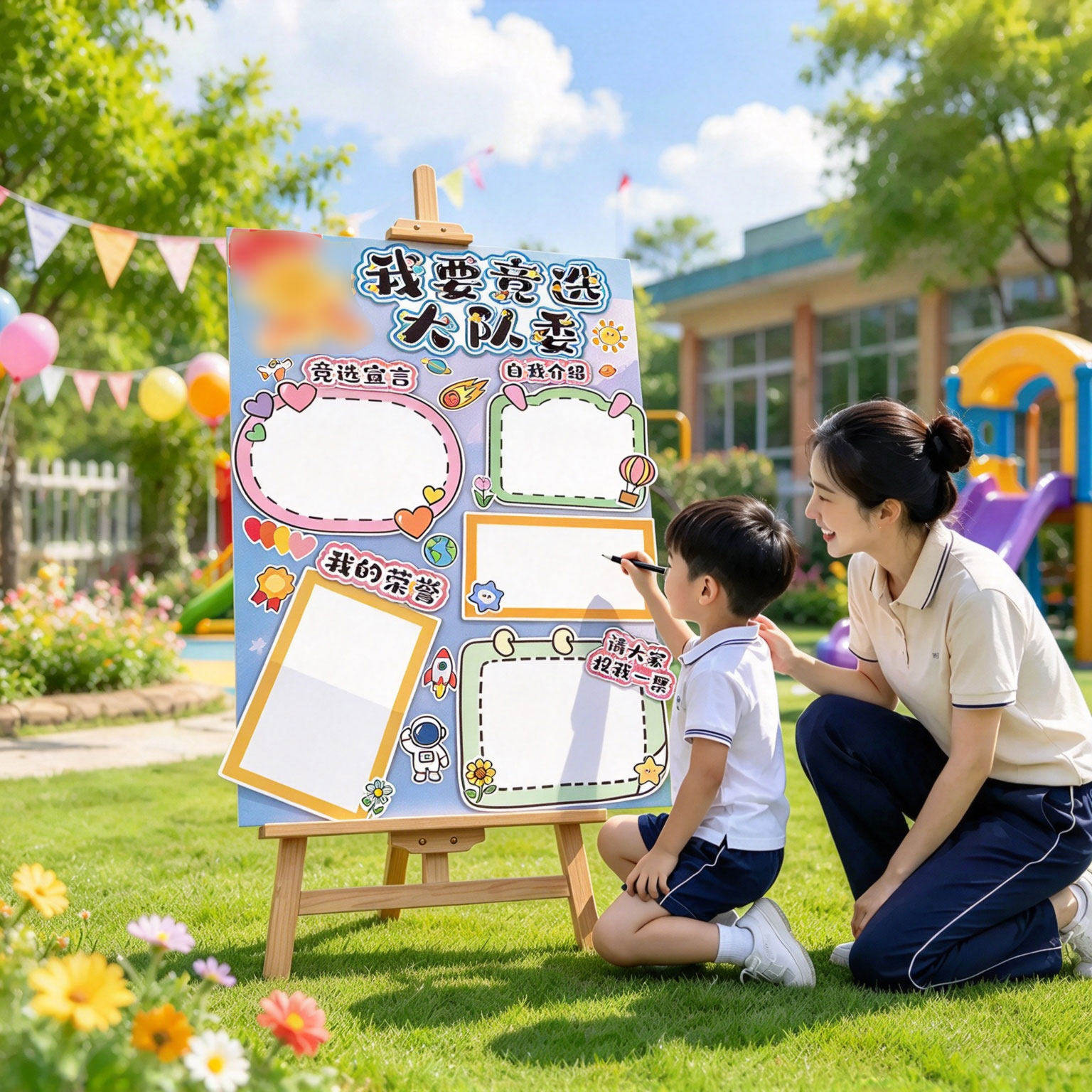 少先队大队委竞选KT板海报材料包