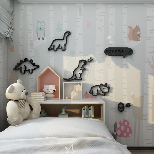 房间布置男孩卧室床头恐龙贴纸画