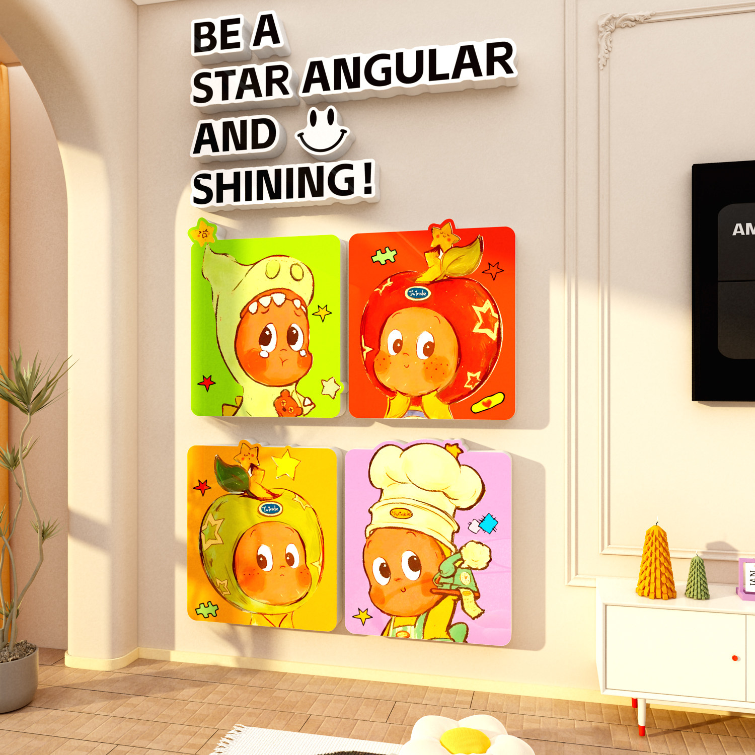 星人电视机背景大白墙面装饰品挂件2025新款贴纸客厅改造仪式点缀