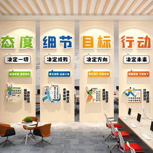 企业文化墙面公司办公会议室装饰氛围布置柱子励志标语形象贴美化