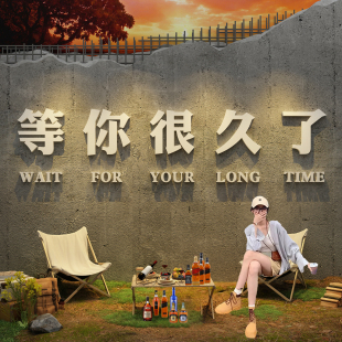 网红打卡背造景拍照区氛围布置户外农村小院露营酒吧墙面装饰烧烤