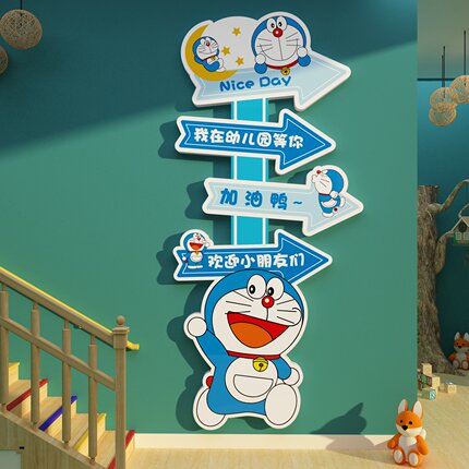 哆啦a梦贴幼儿园楼梯墙面装饰欢迎小朋友环创主题文化成品托管班