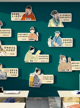 班级布置教室装饰文化阅读名人言挂画古诗词书香校园主题黑板贴纸