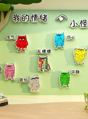 幼儿园情绪管理小怪兽KT板墙贴