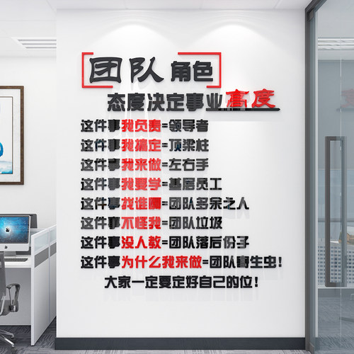 办公司室墙面装饰企业部文化团队销售氛围布置会议励志标语形象贴