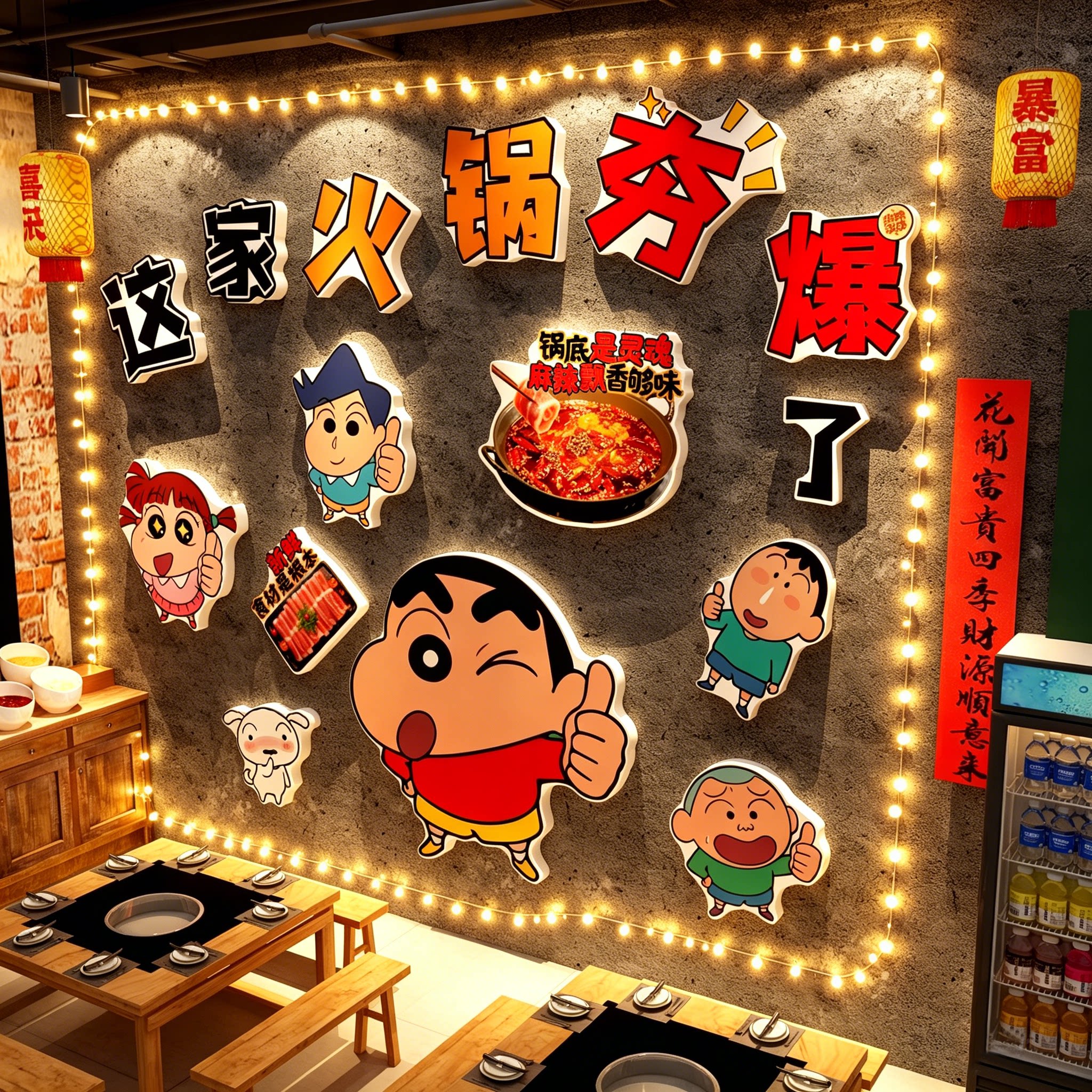 网红打卡市井火锅串串墙贴
