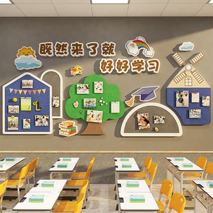 一整套毛毡贴照片班级展示教室装饰文化墙面布置园地板黑板报初中